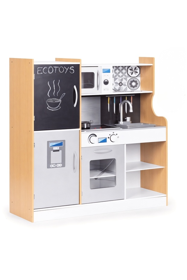 Wooden Kids Kitchen Playset – Kitchen with Realistic Effects and Unique Accessories, Wooden Kitchen - 1