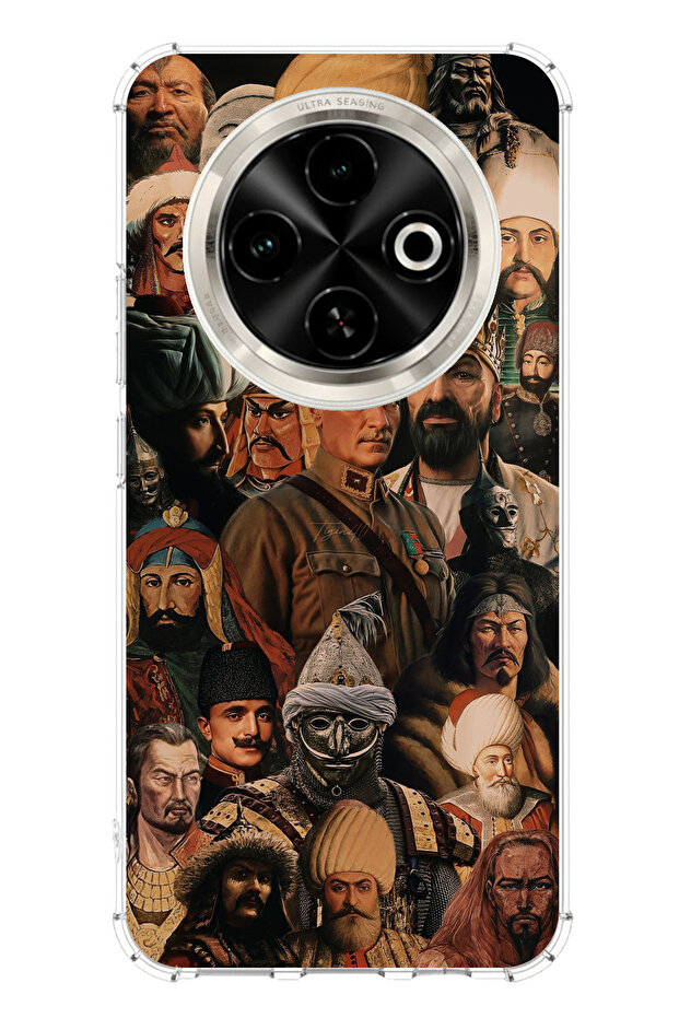 حافظة سيليكون متوافقة مع هاتف Tecno Spark 30C من Turkish Elders Collage مطبوع - 1