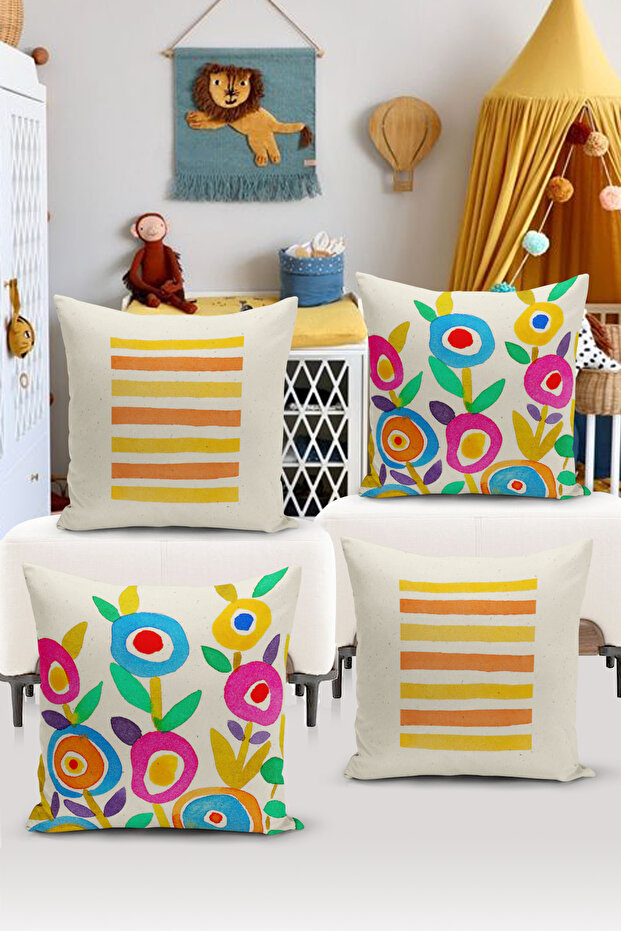 4-Piece Throw Pillow Cover Set Kids Baby Room Digital Printed
