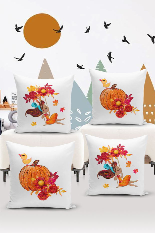 4-Piece Throw Pillow Cover Set Kids Baby Room Digital Printed