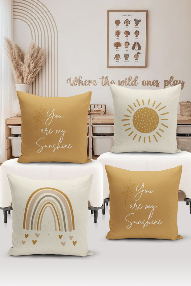 4-Piece Throw Pillow Cover Set Kids Baby Room Digital Printed