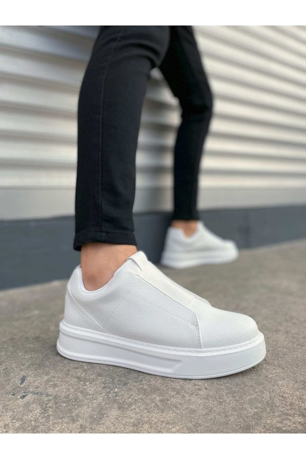 Jy007 Alba Laceless Leather Men's Casual Sneaker Shoes Cbt White