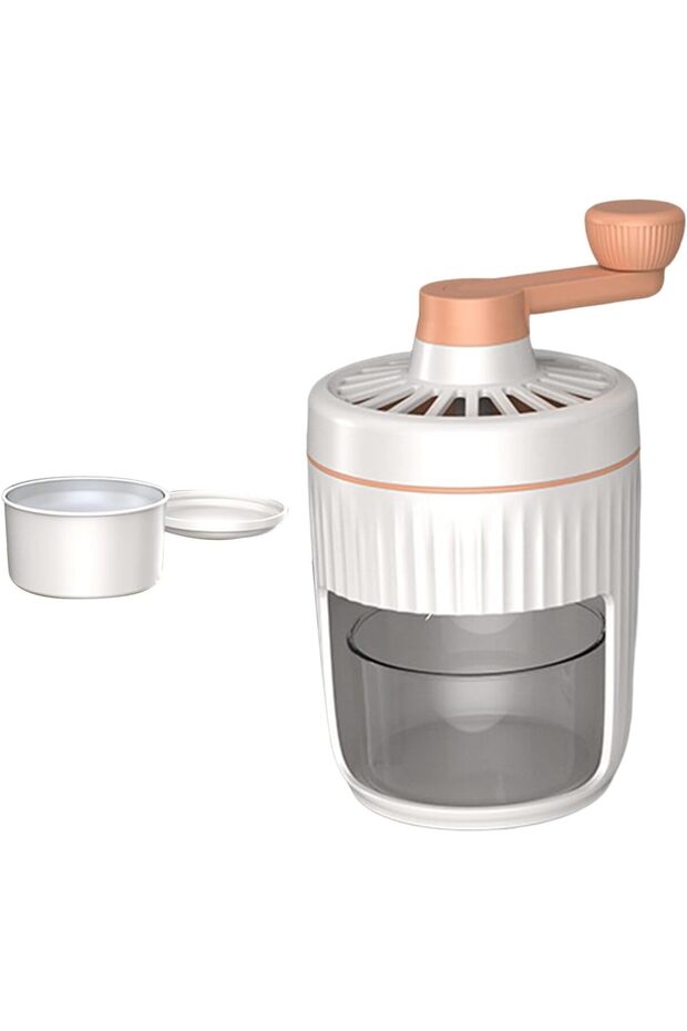 Manual Rotary Ice Crusher Ice Shaver with Ice Tray - Orange Handle