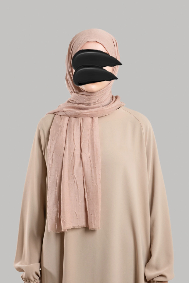 Bambu Kraşlı Şal - Pudra - 4