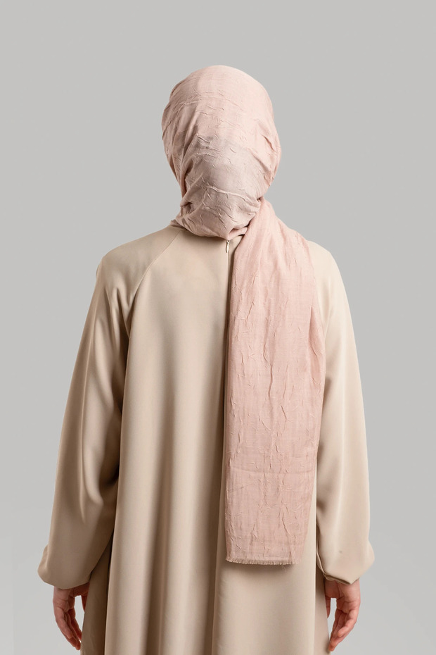 Bambu Kraşlı Şal - Pudra - 3