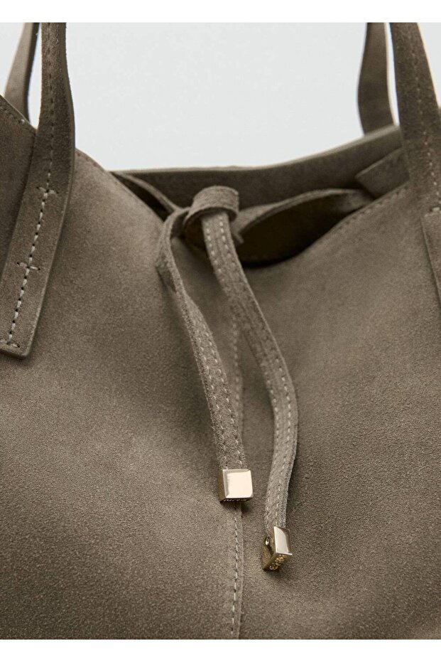 Süet shopper çanta - 6