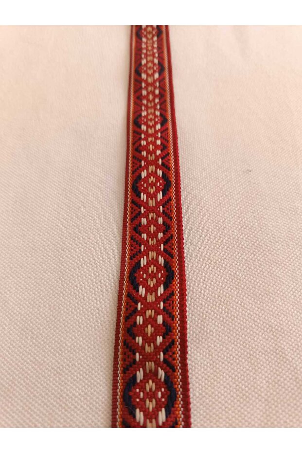 Dark Red Patterned Ethnic Stripe - 4