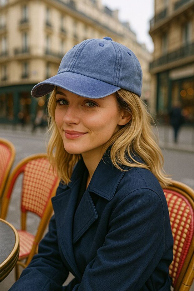 Blue Vintage Cotton Women's Cap Hat