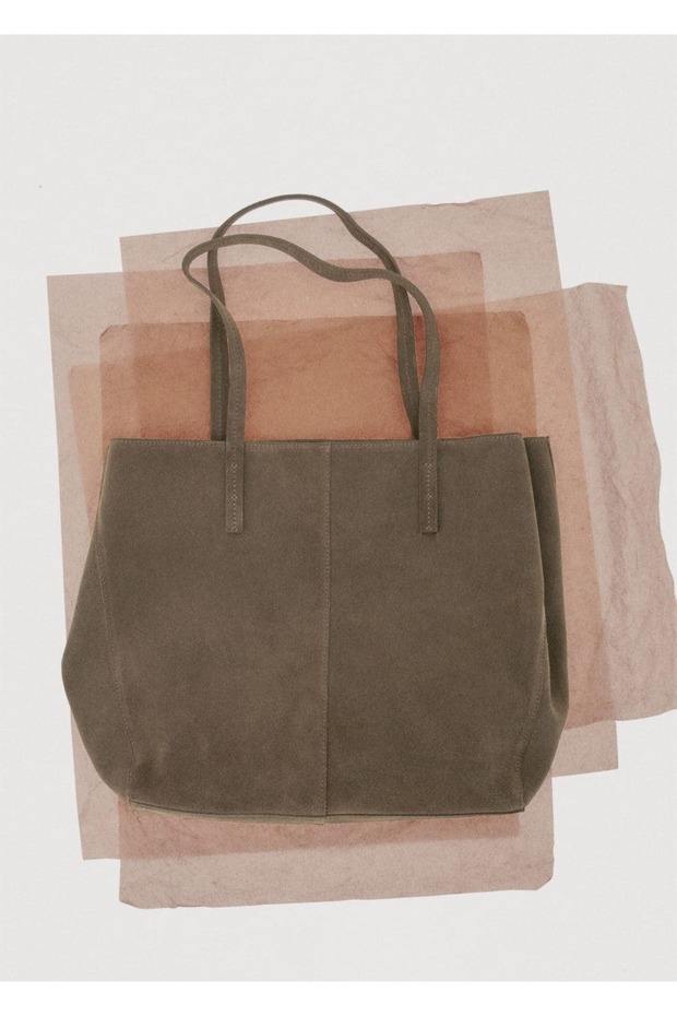 Süet shopper çanta - 5