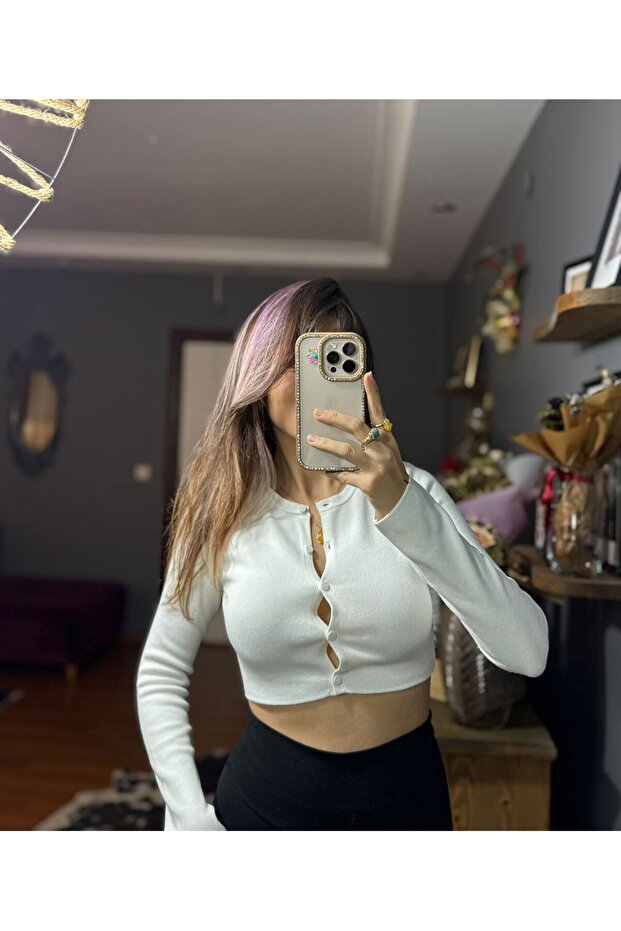 Crop Triko Ceket - 2