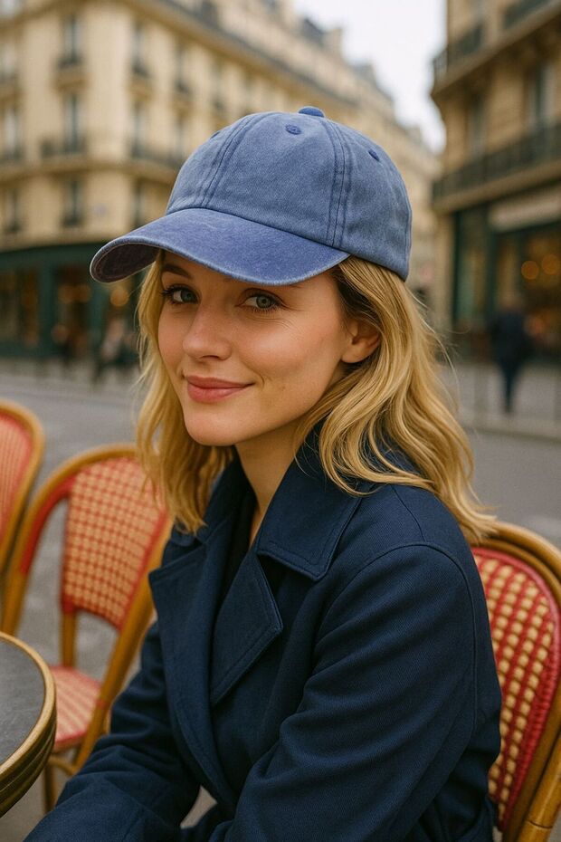 Blue Vintage Cotton Women's Cap Hat