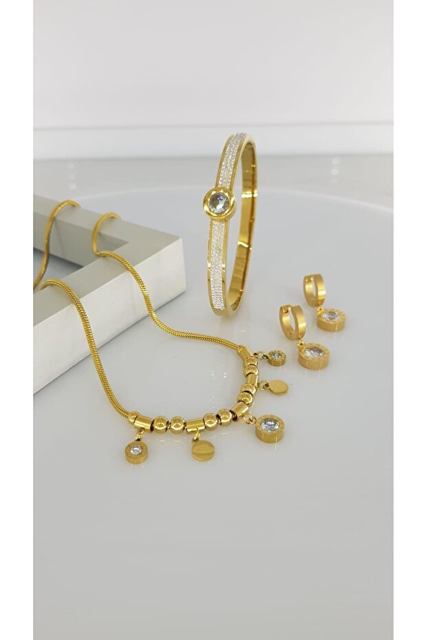 Burry Marka Gold Çelik Takı Seti - 1