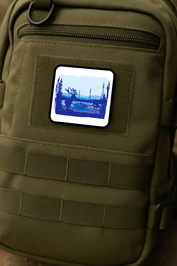 مطبوع رقعة / منديل / شعار بتصميم الغزلان والدب على الطراز الطبيعي - 2