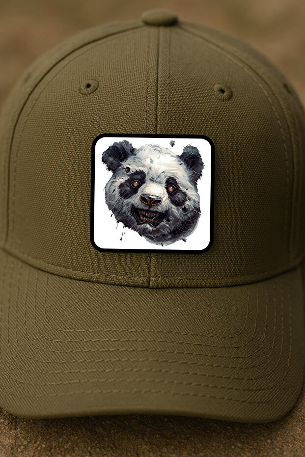 Horror Themed Aggressive Panda Printed Patch / Peç / Arma - 3
