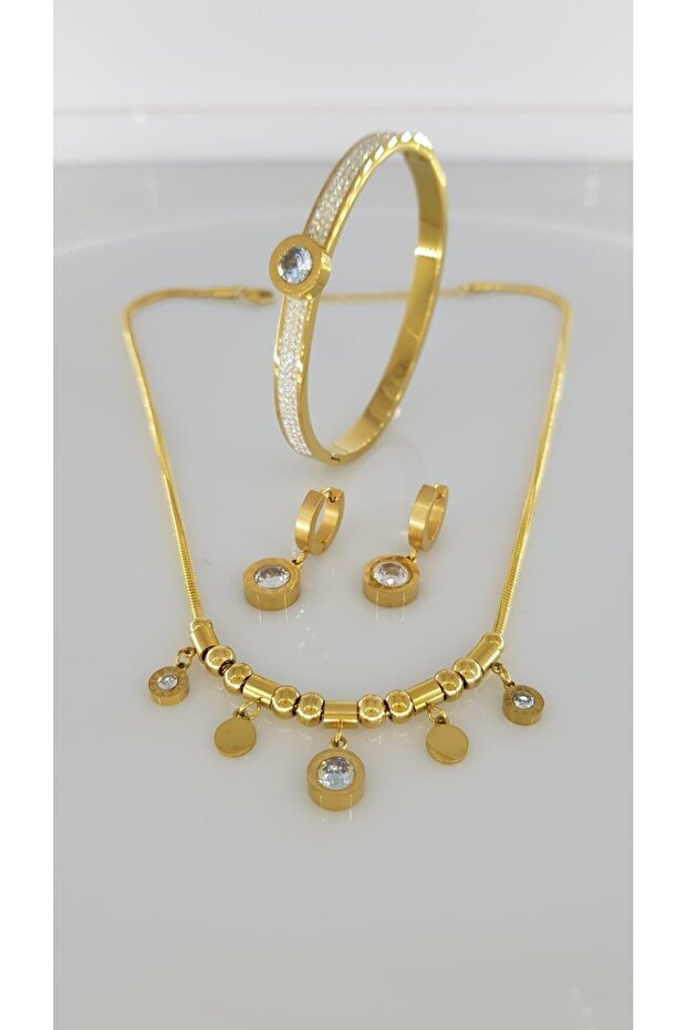 Burry Marka Gold Çelik Takı Seti - 4