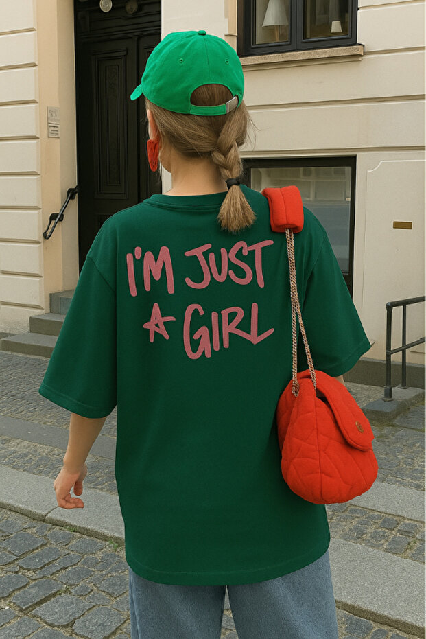 I'M Just Girl Printed Oversized T-Shirt