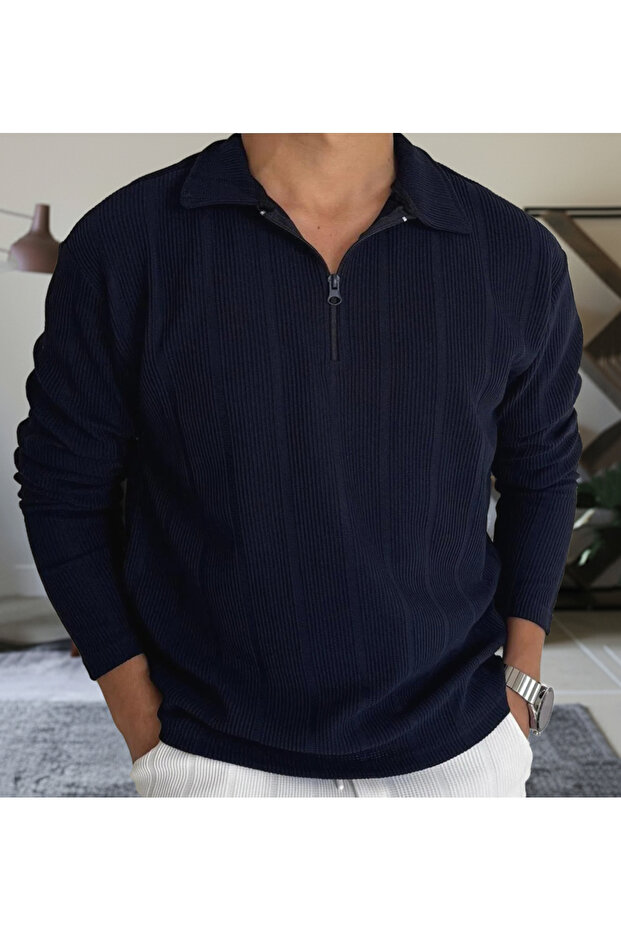 Half Zipper Ottoman Report Knitwear with Tok Structure