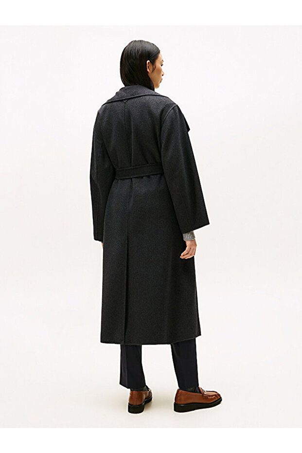 Wool Blend Oversized Longline Scarf Coat - 7