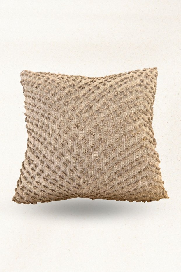 Pompom Textured Linen Look Throw Pillow Cover – Decorative Pillow – 42×42 cm