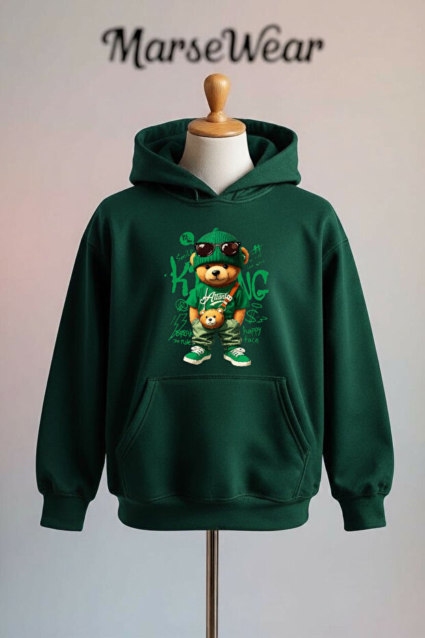سويت شيرت Cool Bear مطبوع من القطن ذو قصة فضفاضة خيوط