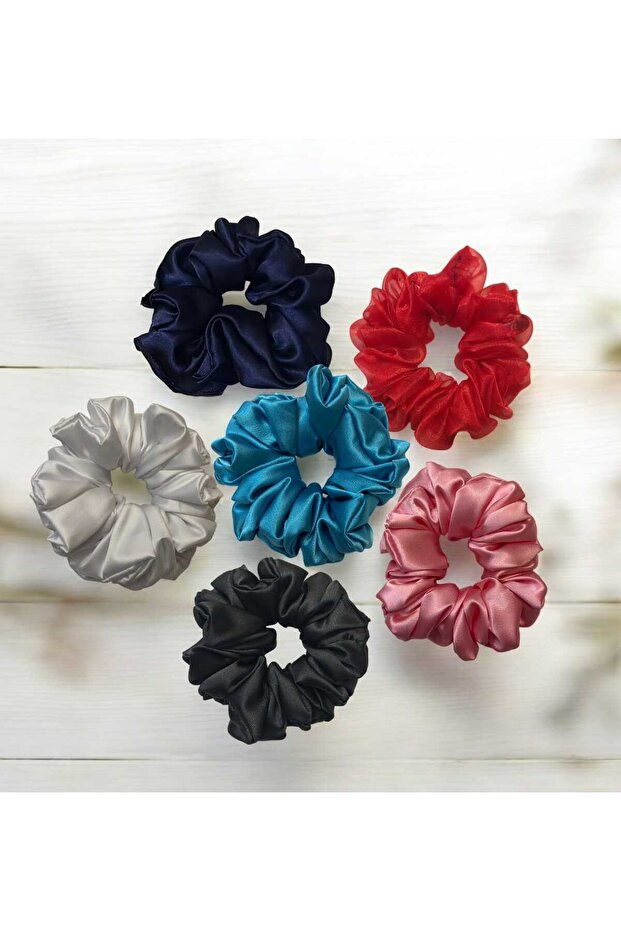 Women's 6-Piece Satin Hair Rubber Band Set Mixed Color