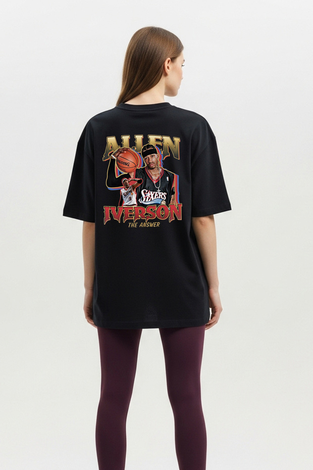 Allen Iverson Basketball Oversized Black T-Shirt