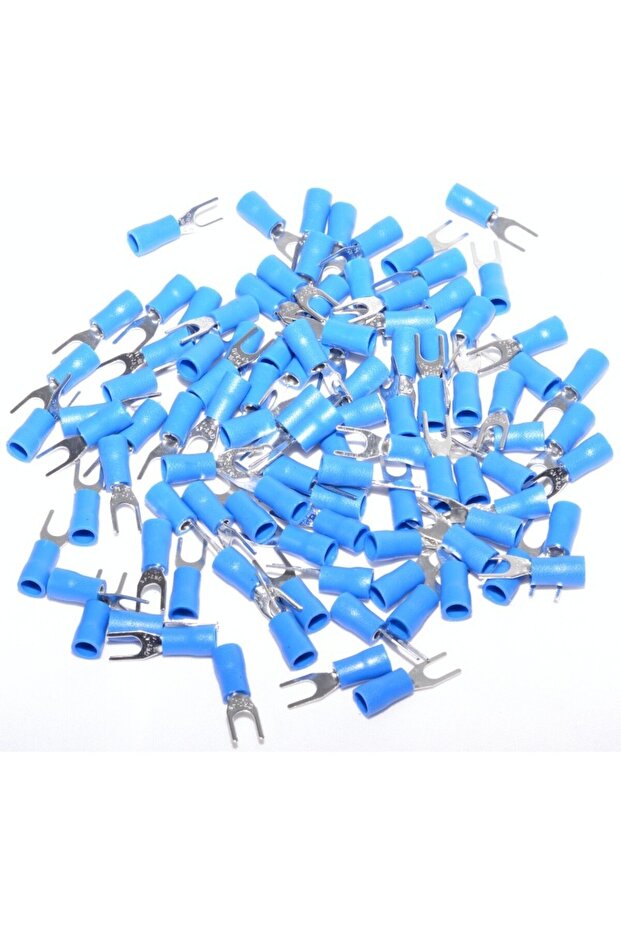 Fork Type Electrical Terminal 4mm - Blue, 100B/Set - 2