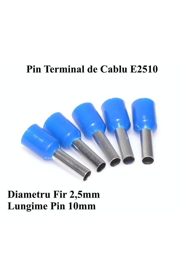 Cable Terminal Pin E2510 Blue, 100Pcs/Set - 2