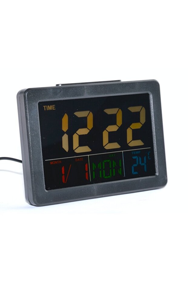 LCD Electronic Clock, Alarm, Black - 1