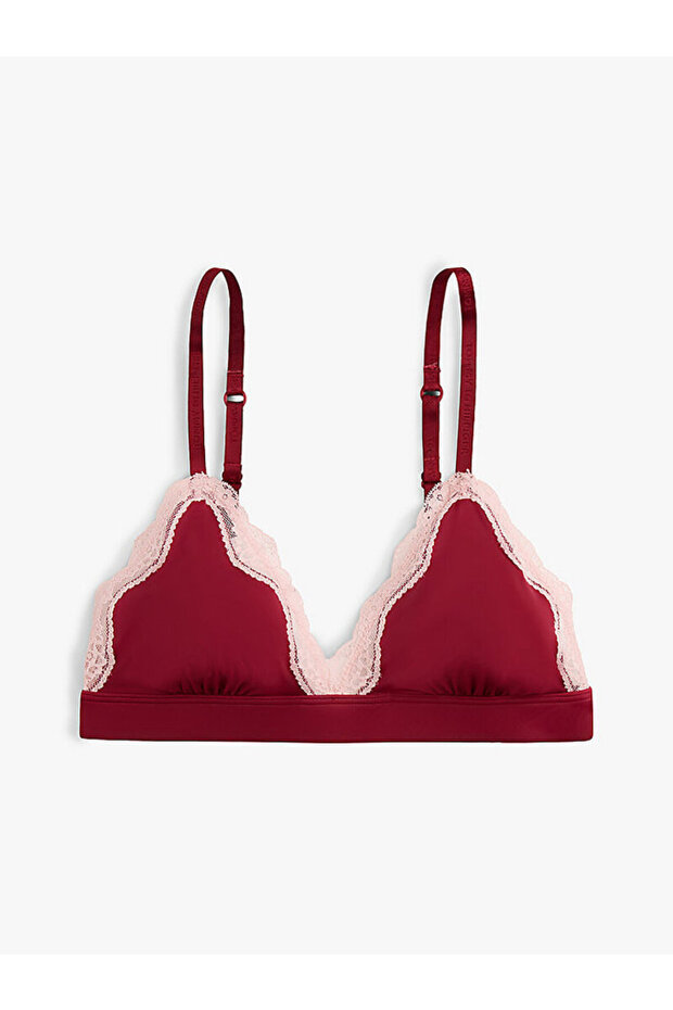 Microfibre Lace Trim Triangle Bralette - 2