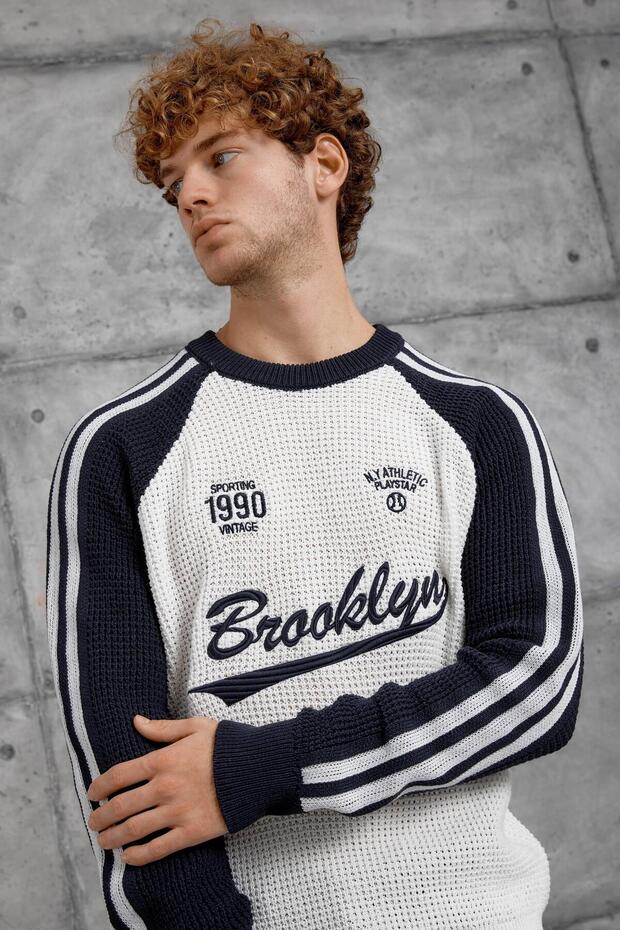 Lacivert BEYAZ NMRC ÖRME TRİKO - 5