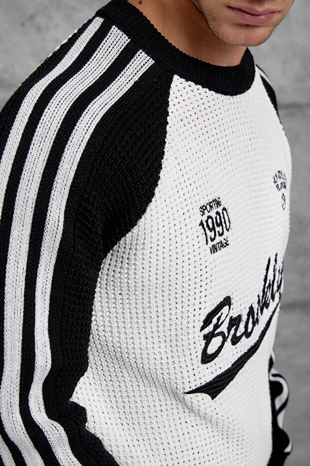 Siyah BEYAZ NMRC ÖRME TRİKO - 2