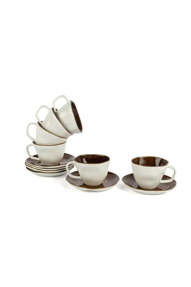طقم فناجين قهوة كراميل أبيض مكون من 6 قطع سعة 120 سم مكعب