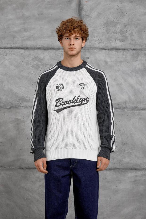 Gri BEYAZ NMRC ÖRME TRİKO - 1