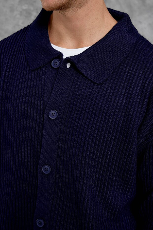 Erkek Lacivert DPP OVERSIZE ÖRME HIRKA - 3