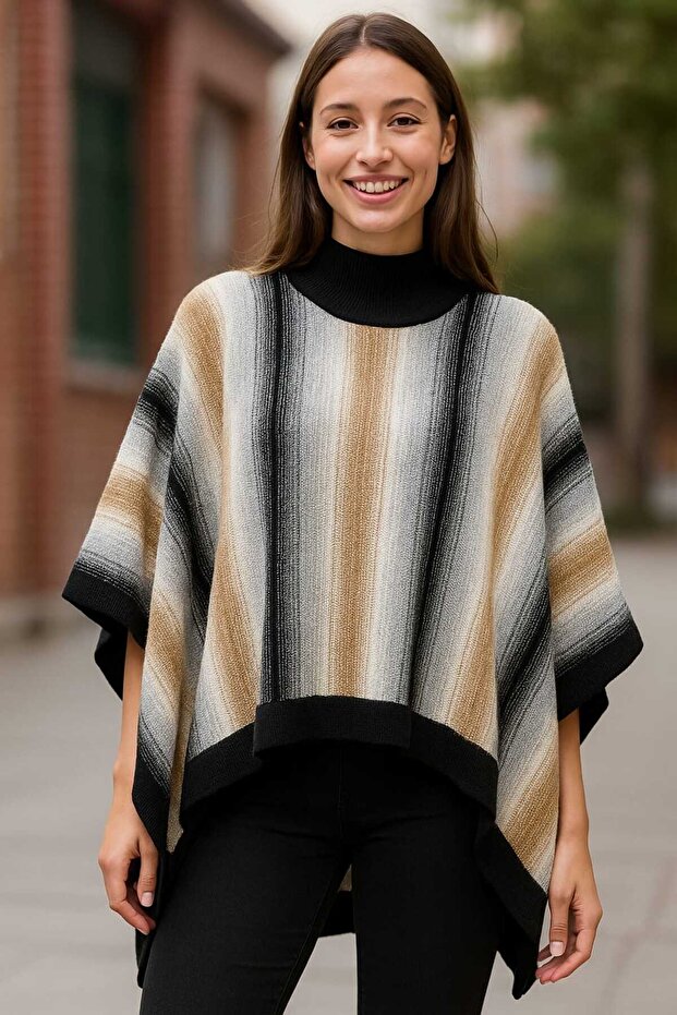 Kadın Panço Örme Triko Kolsuz Tek Beden - 3