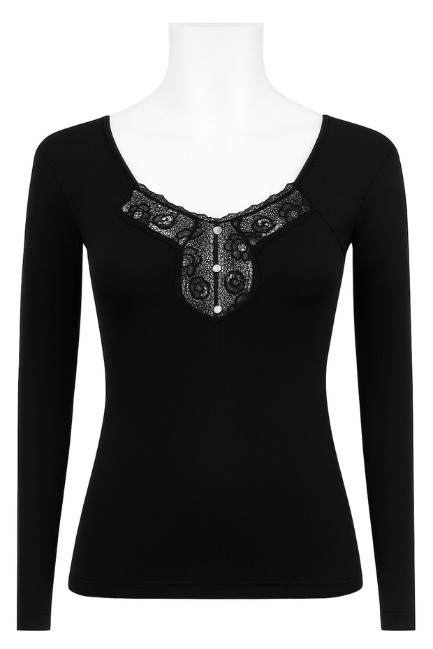 Women's Long Sleeve Lace Cotton Undershirt/Body (2 Pieces)