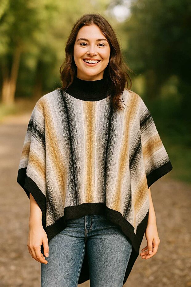 Kadın Panço Örme Triko Kolsuz Tek Beden - 2