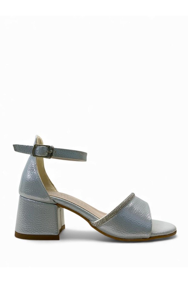 706 Girls' Silver Heeled Evening Dress Shoes