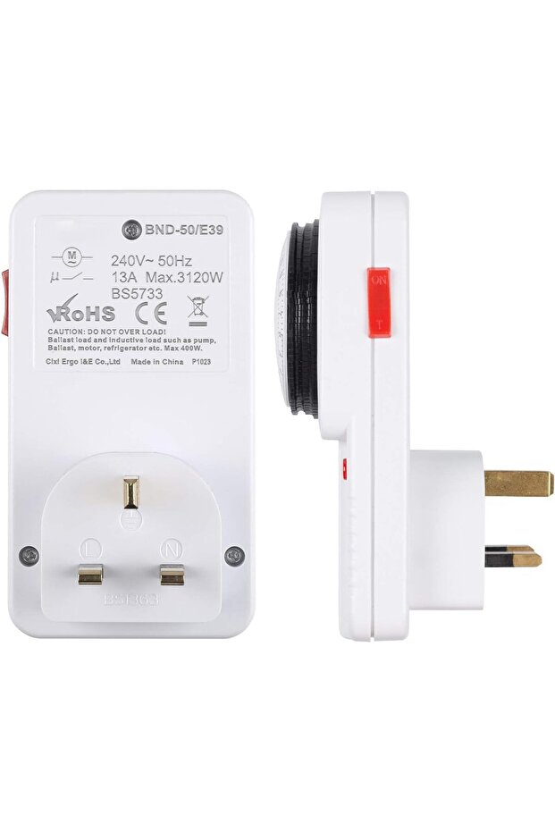 24 Hour Programmable Mechanical Timer Plug Socket 13A Energy Saving UK Plug-in Switch 2 Pack - 5