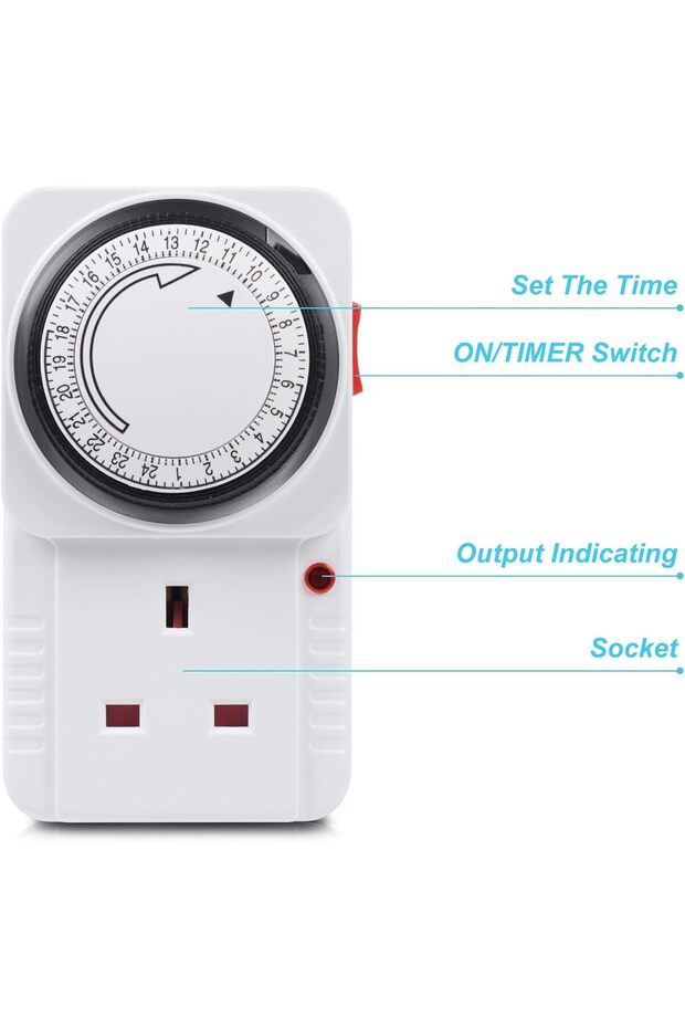 24 Hour Programmable Mechanical Timer Plug Socket 13A Energy Saving UK Plug-in Switch 2 Pack - 2