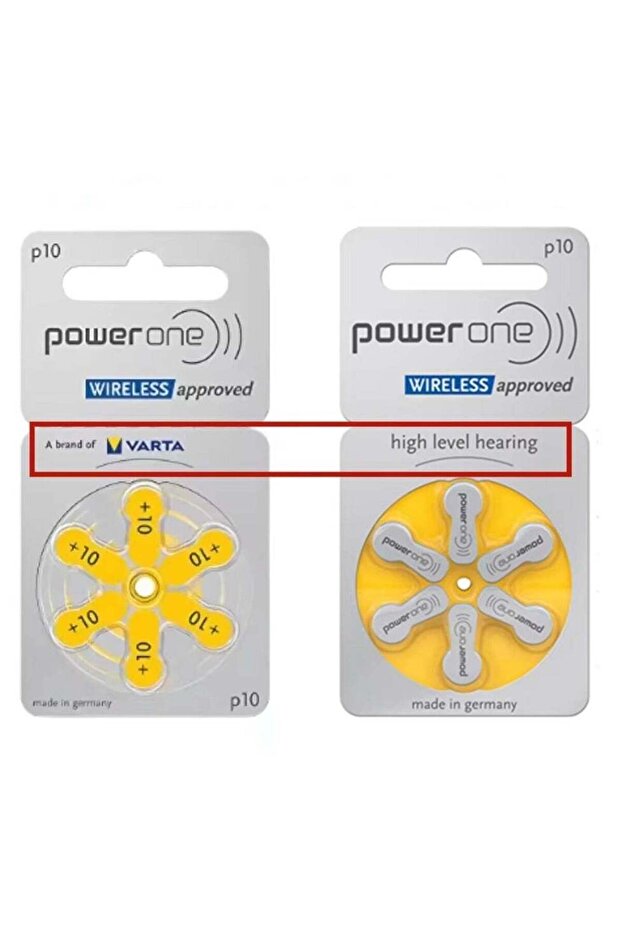 PowerOne 12- Pieces Powerone Wireless Approved (Size 10) Hearing Aid 1.45V Batteries