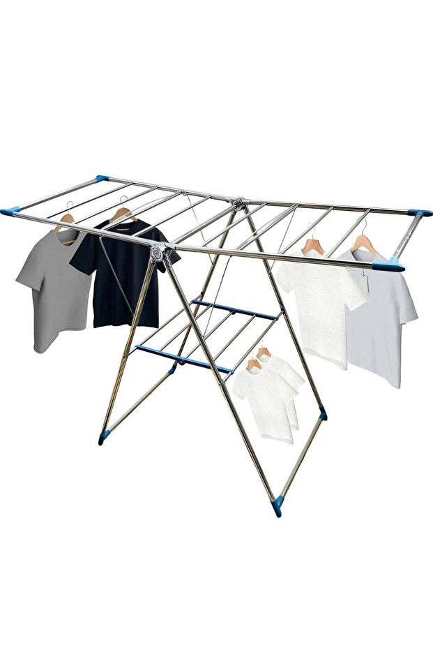 MarkedOne Strong and Durable Clothes Rack - Heavy Duty Large Folding Clothes Drying Rack - Stainles