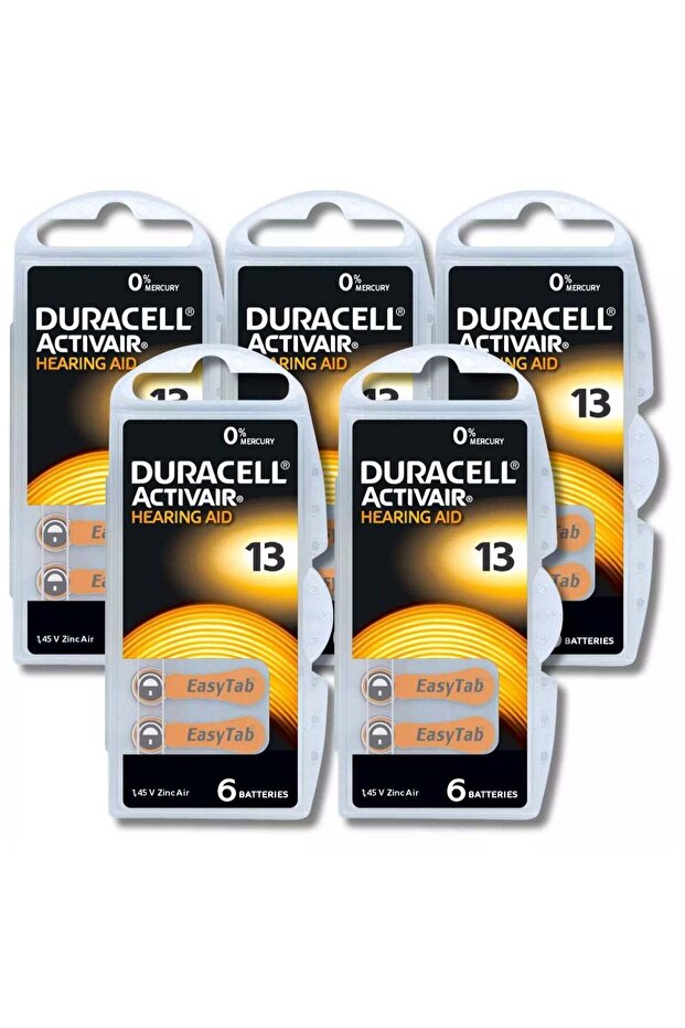 Duracell 30-Pieces Duracell Activair (Size 13) Hearing Aid 1.45V Zinc-Air Hg0% Mercury Batteries