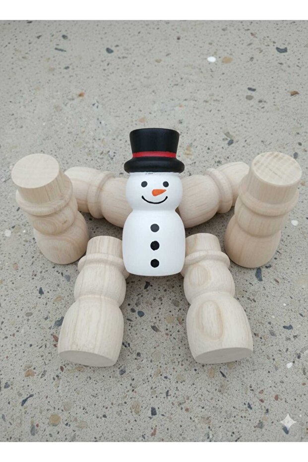 Hobby Wooden Paintable Snowman -6 Pieces