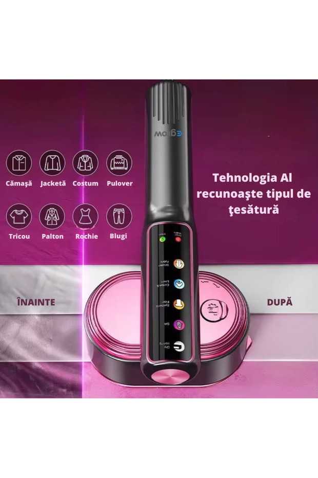 Smart Steam Iron eGROW® Vertical and Horizontal, Portable, 1200W, 5 Modes, LCD Display - 3