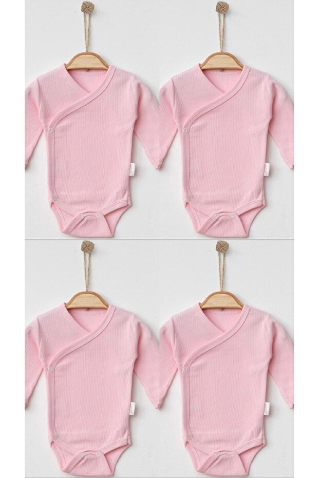 4-Pack 100% Cotton Self-Contained Bodysuit with Gloves for Newborn Babies