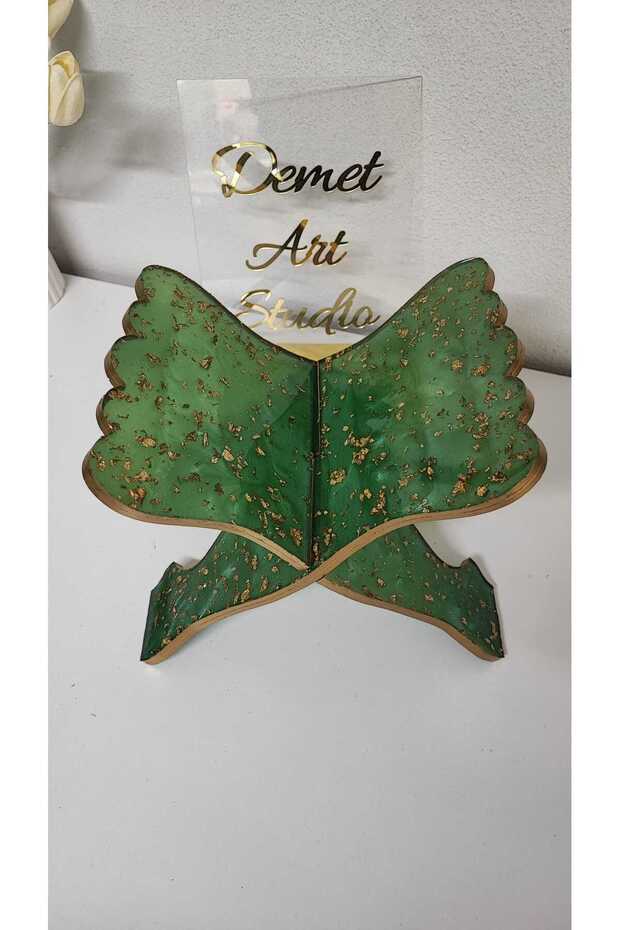 Epoxy Green Gold Leaf Covered Holy Quran Scroll 20 X 30 Cm.