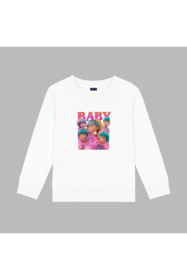 Kpop Demon Hunters Saja Boys Baby Printed Oversized 3-Thread Young Cut Sweatshirt (S/M- M/L Size)