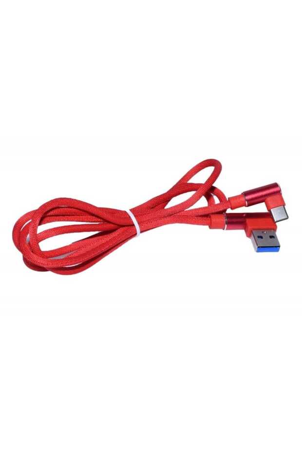 USB Data Cable Type-C with 90 angle, Red, 1m - 4